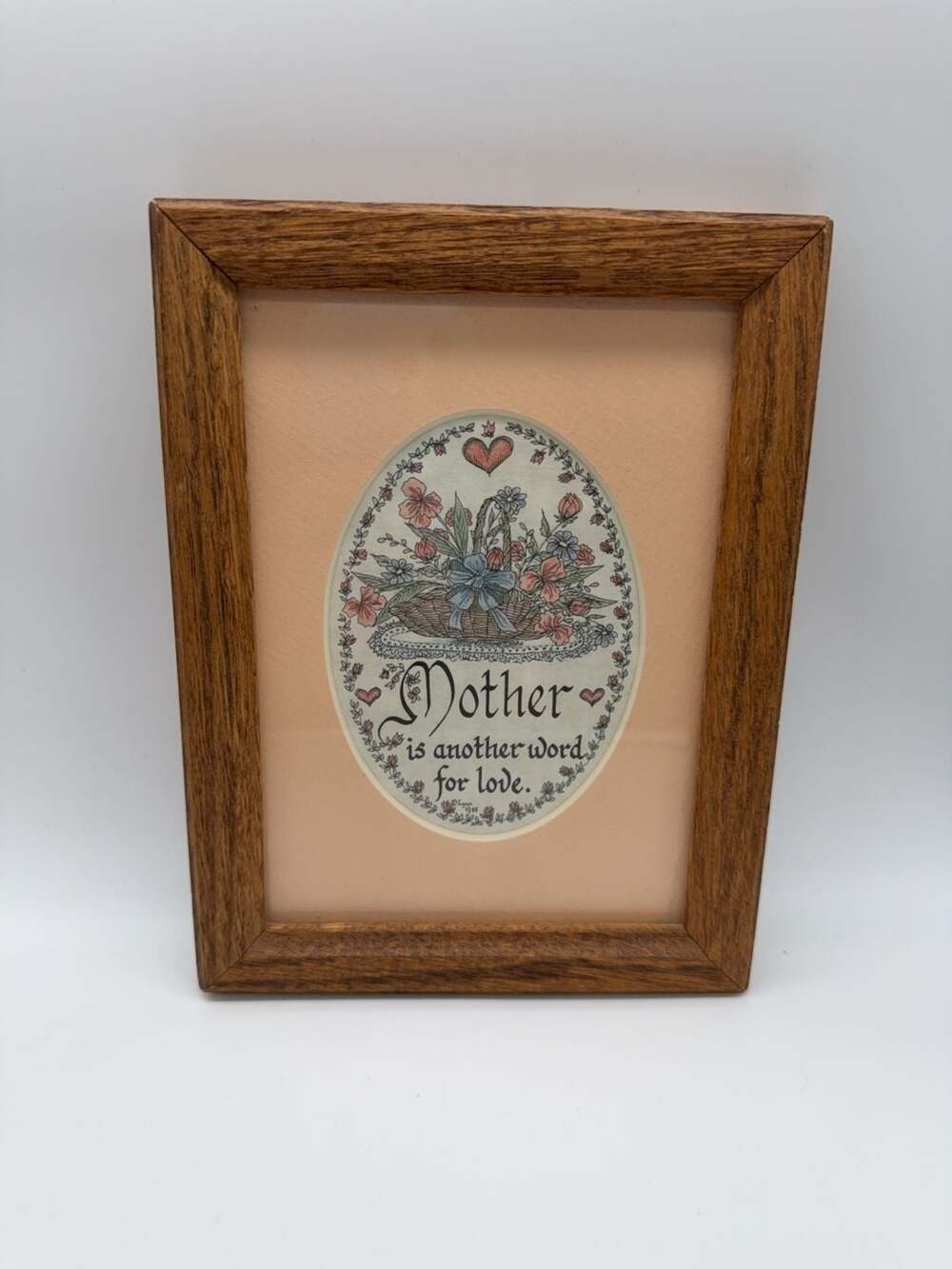 Vintage 1988 Creative Calligraphy Mother Is Another Word For Love Framed Art